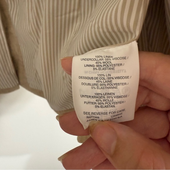 J. Crew Campbell 100% Linen Nautical Blazer Size 0 - Picture 7 of 8